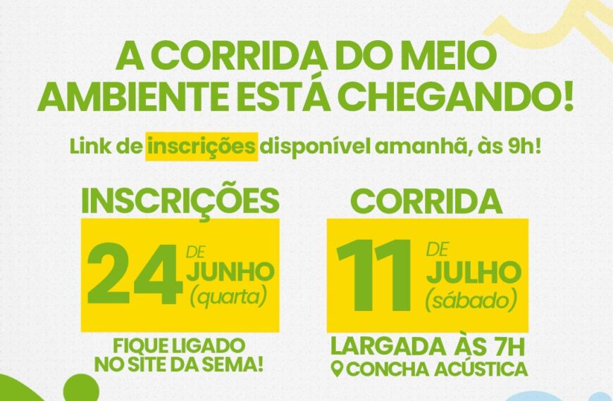 Inscrições para 1ª Corrida do Meio Ambiente começam nesta quarta-feira